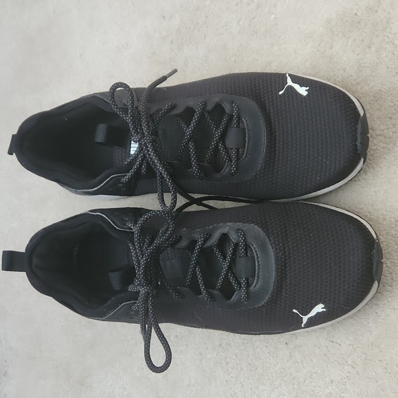 Men's Black and White Puma Sneakers - Picture 1 of 10